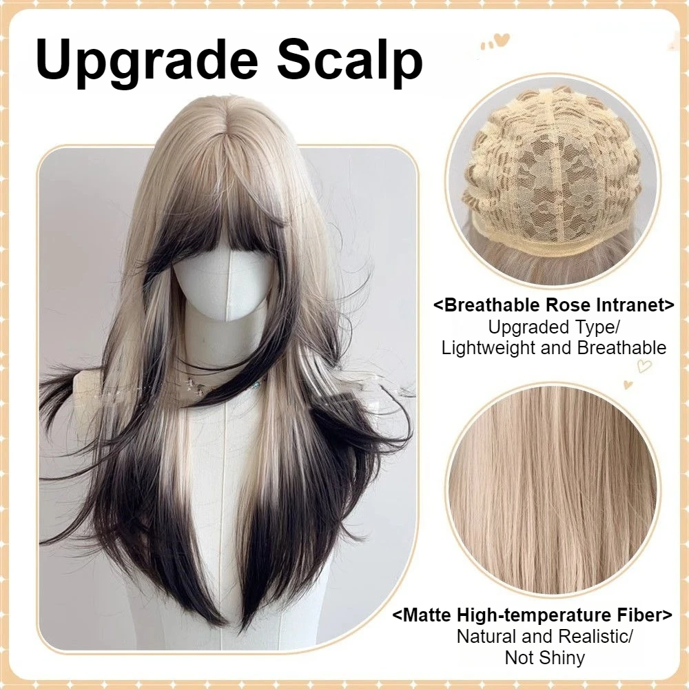 شعر مستعار تأثيري مع الانفجارات التدرج اللون طويل مستقيم شعر مستعار طبيعة أنيمي المتناثرة نمط شعر مستعار اصطناعي للارتداء اليومي هالوين