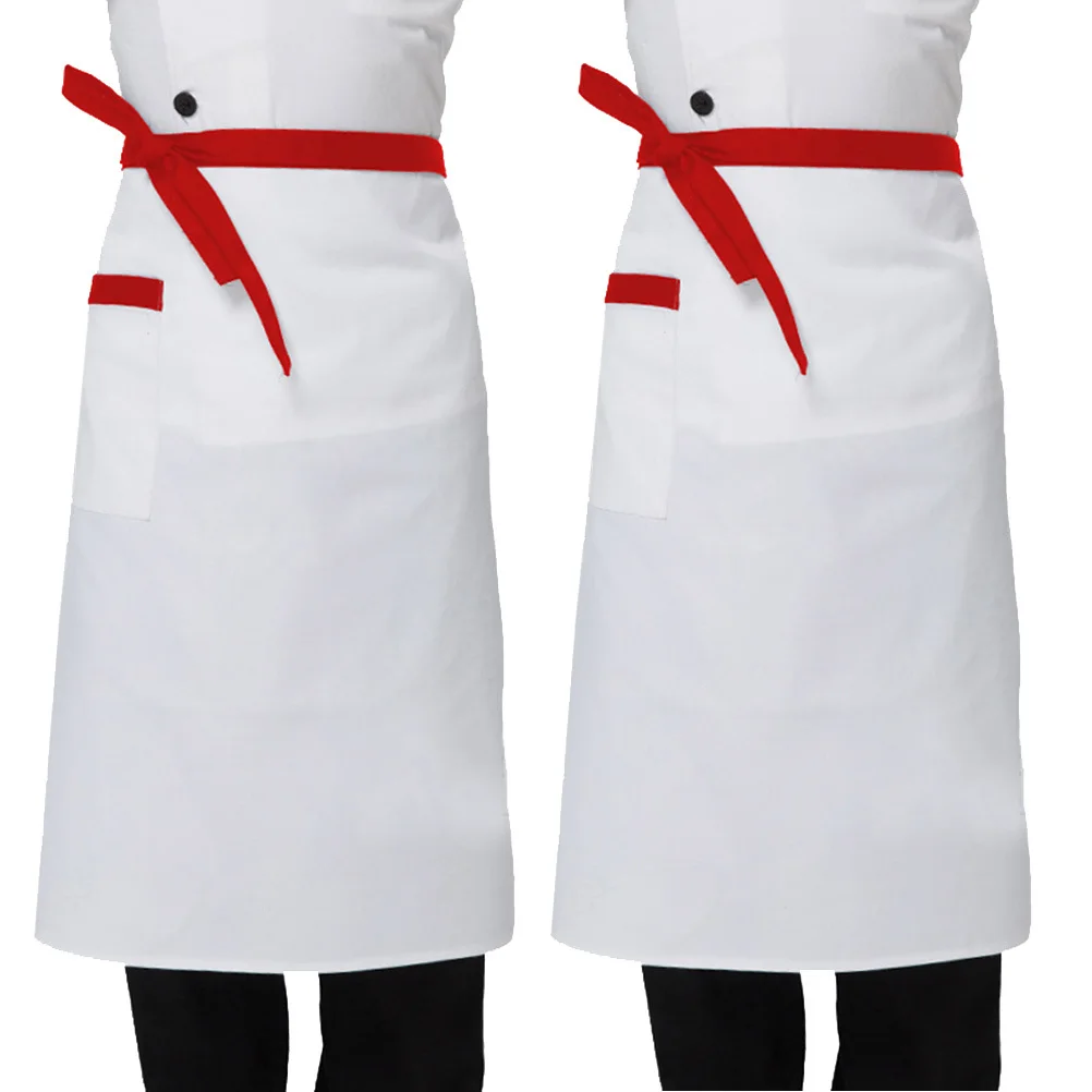

Short Waist Chef Apron Unisex Cotton Polyester Half-Length Pocket Essential for Waiter Waitress Kitchen Cooking