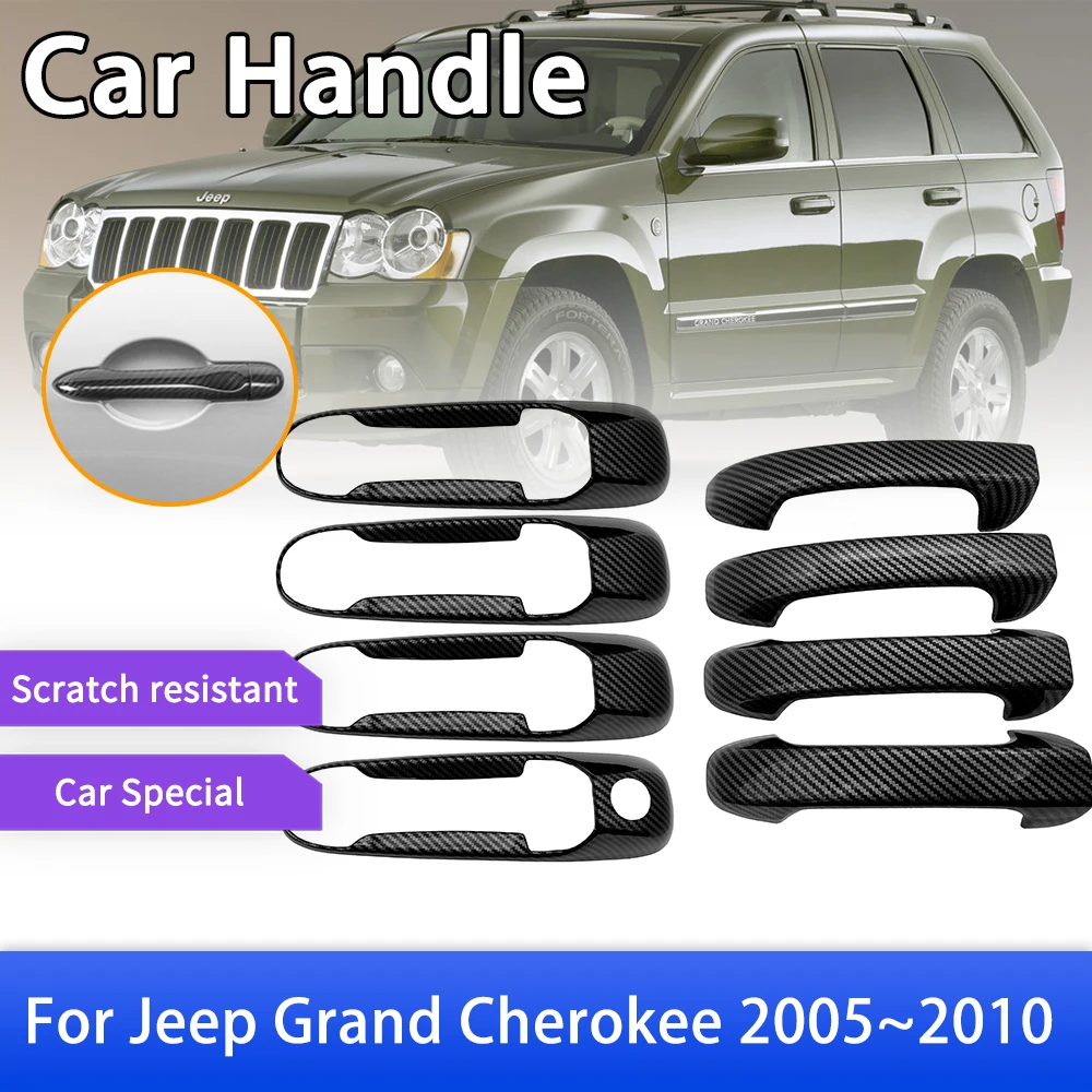 

Carbon Fiber Smart Door Handle Cover for Jeep Grand Cherokee 3 III WK 2005 2006 2007 2008 2009 2010 Car Accessories Sticker Trim