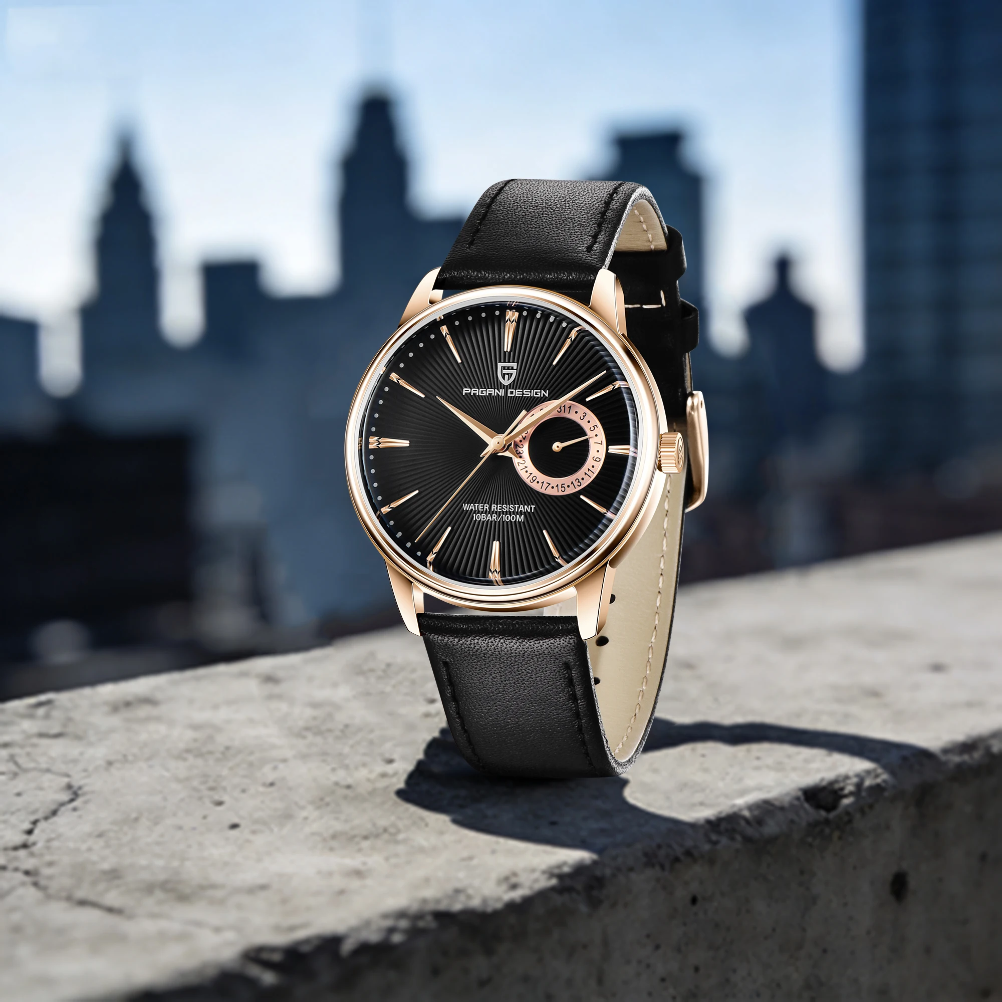 PAGANI DESIGN 2026 Best-Selling Business Elegant Men Quartz Watch Luxury All-Match Leather Strap Calendar 10Bar Waterproof Watch