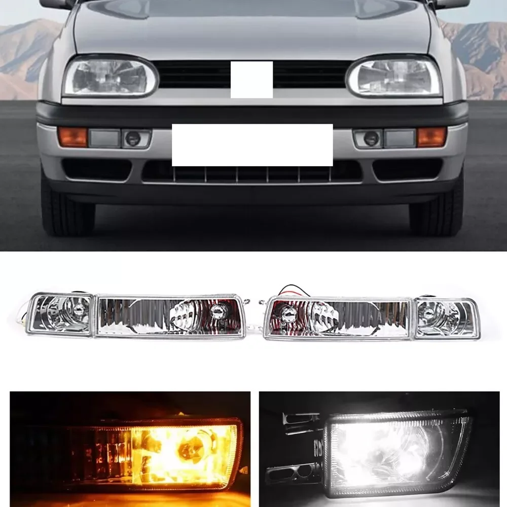 4PCS Set Car Front Bumper Fog Light Clear Turn Signal Light For Volkswagen VW Jetta MK3/Vento 1993 1994 1995 1996 1997 1998