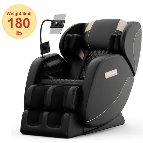 Fauteuil de massage complet Zero Gravity avec chauffage, airbags, rouleau pour les pieds et écran tactile – Supports jusqu'à 180 lb