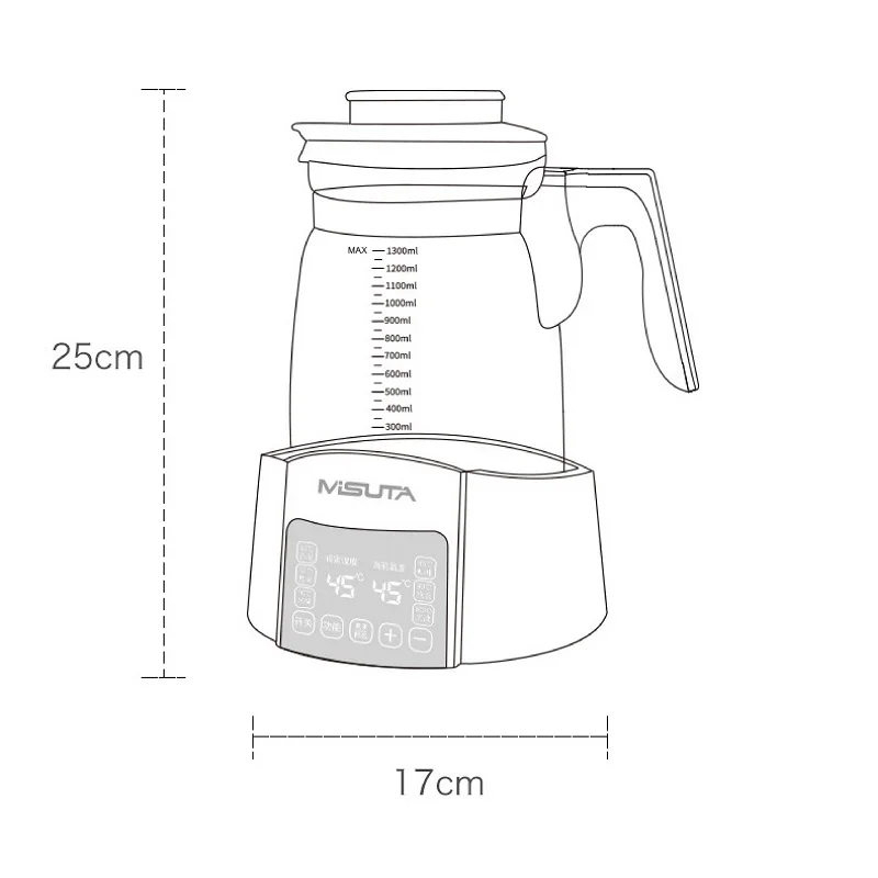 กาต้มน้ำนมอุณหภูมิคงที่สำหรับเด็กทารก, 1300มล. กาต้มน้ำร้อนปรับได้หลายเกียร์นมร้อนอัตโนมัติ72ชั่วโมงกระติกน้ำร้อน220V