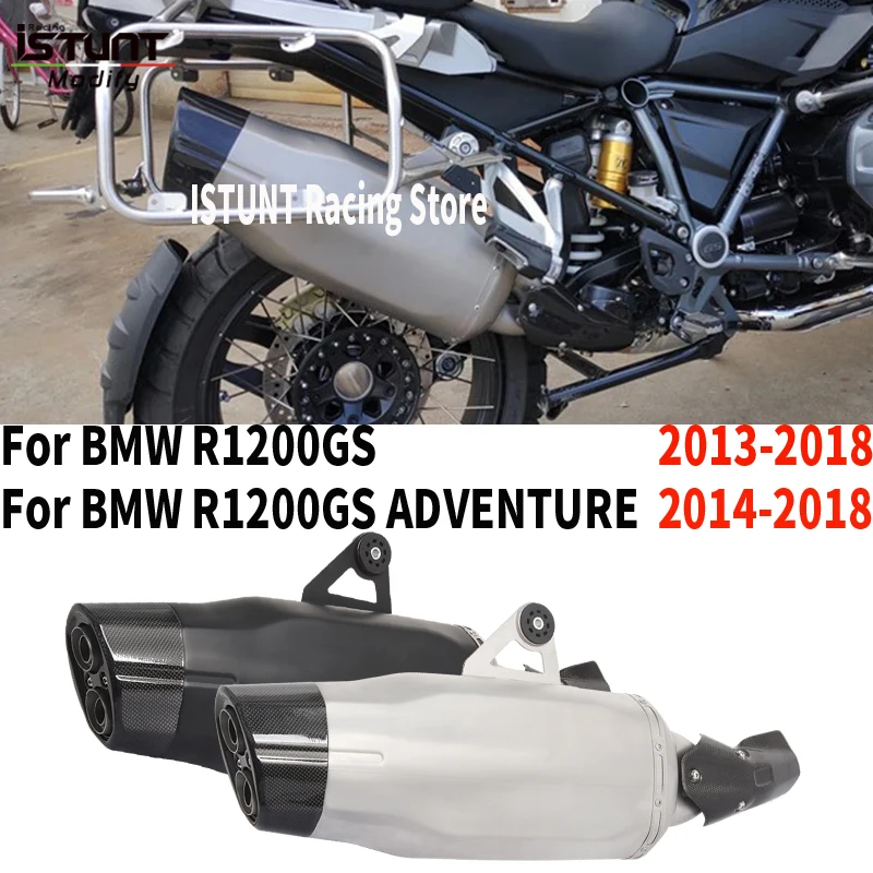 Slip On For BMW R1200GS ADV R1200 GS Adventure 2013 - 2018 Motorcycle Exhaust Escape Carbon Fiber Muffler DB Killer Link Pipe