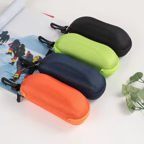 1Pcs New Sports Anti Glasses Box EVA Zipper Box Oxford Cloth Glasses Box Portable Hook