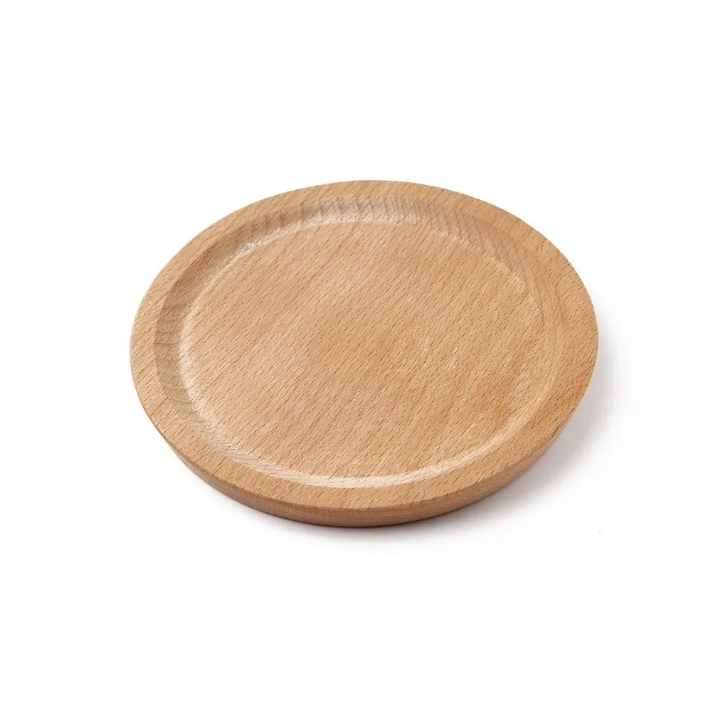 Natural Beech Wood Round Serving Plate Eco Friendly Compostable Disposable Dinnerware for Western Cuisine Appetizers Entrees