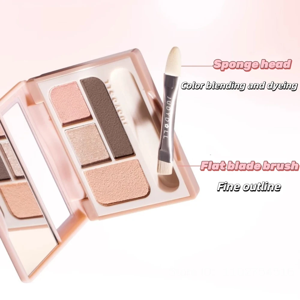 Judydoll 4-Farben-Lidschatten-Palette, Rouge, Eyeliner, Lidschatten, Highlight-Konturpalette, Seidenraupenplatte, Gesicht, Aufhellung, Make-up