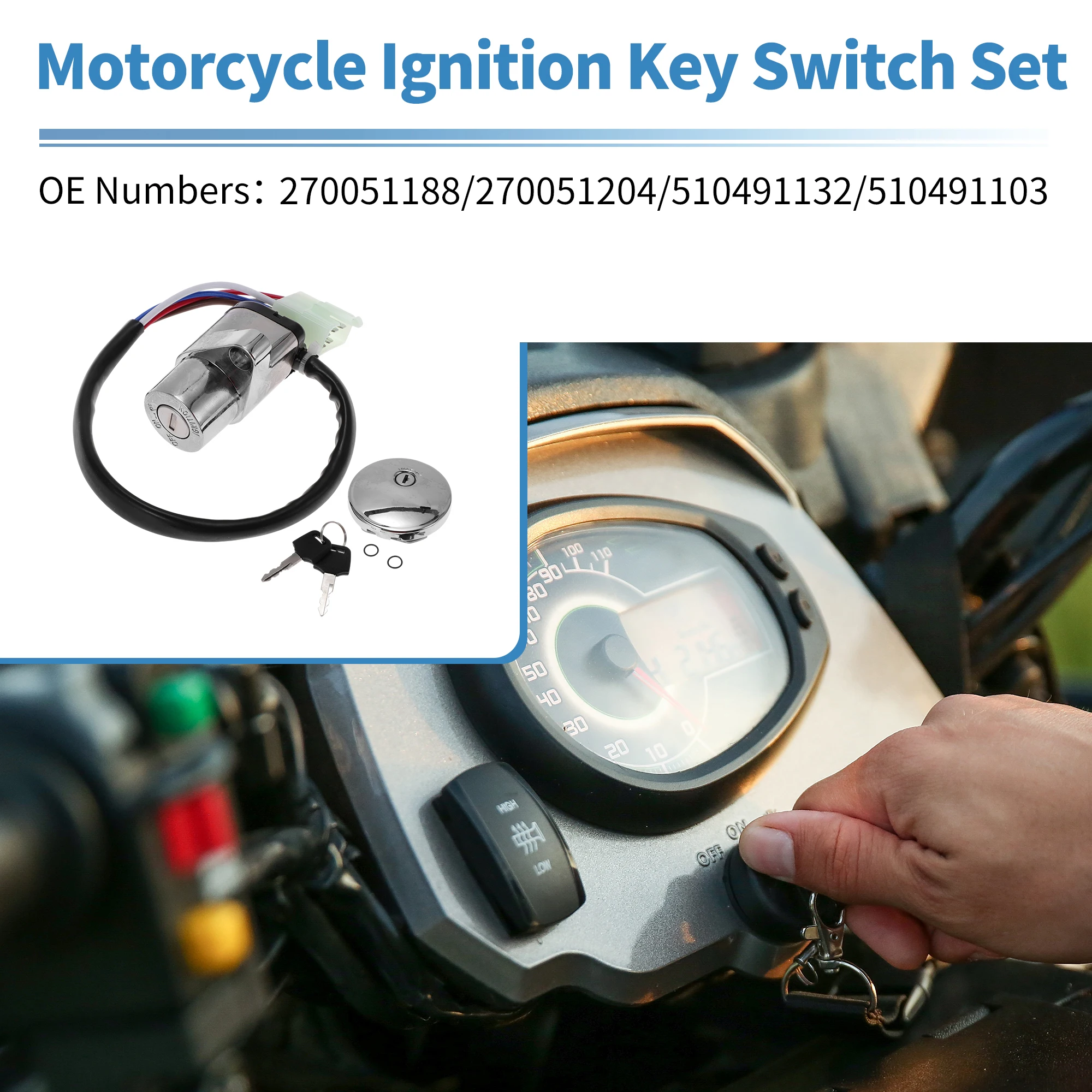 

X Autohaux Ignition Key Switch No.270051188 for Kawasaki VN400 Vulcan 1995-1997 1 Set