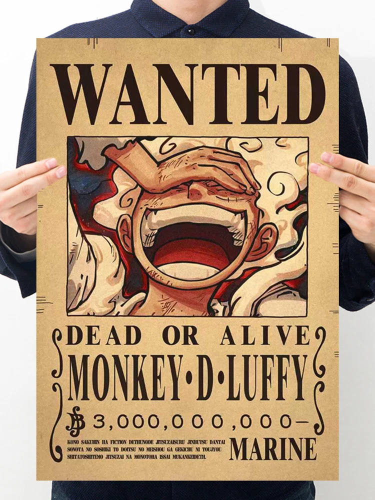 New Bounty One Piece Anime Figure Luffy 5-10pcs Vintage Wanted Warrant Posters Children Room Wall Decoration Paintings Toys Gift
