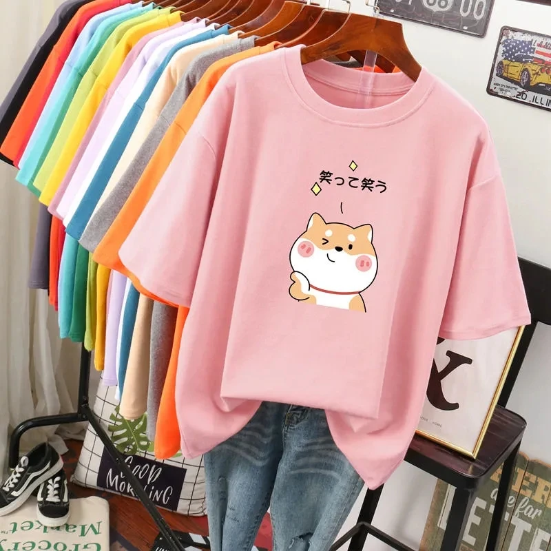 

Plus Size 6XL 150KG Summer Women's Cartoon Cotton Short Sleeve T-shirt O Neck Lady Tops Big Large Size T Shirt Woman Clothing