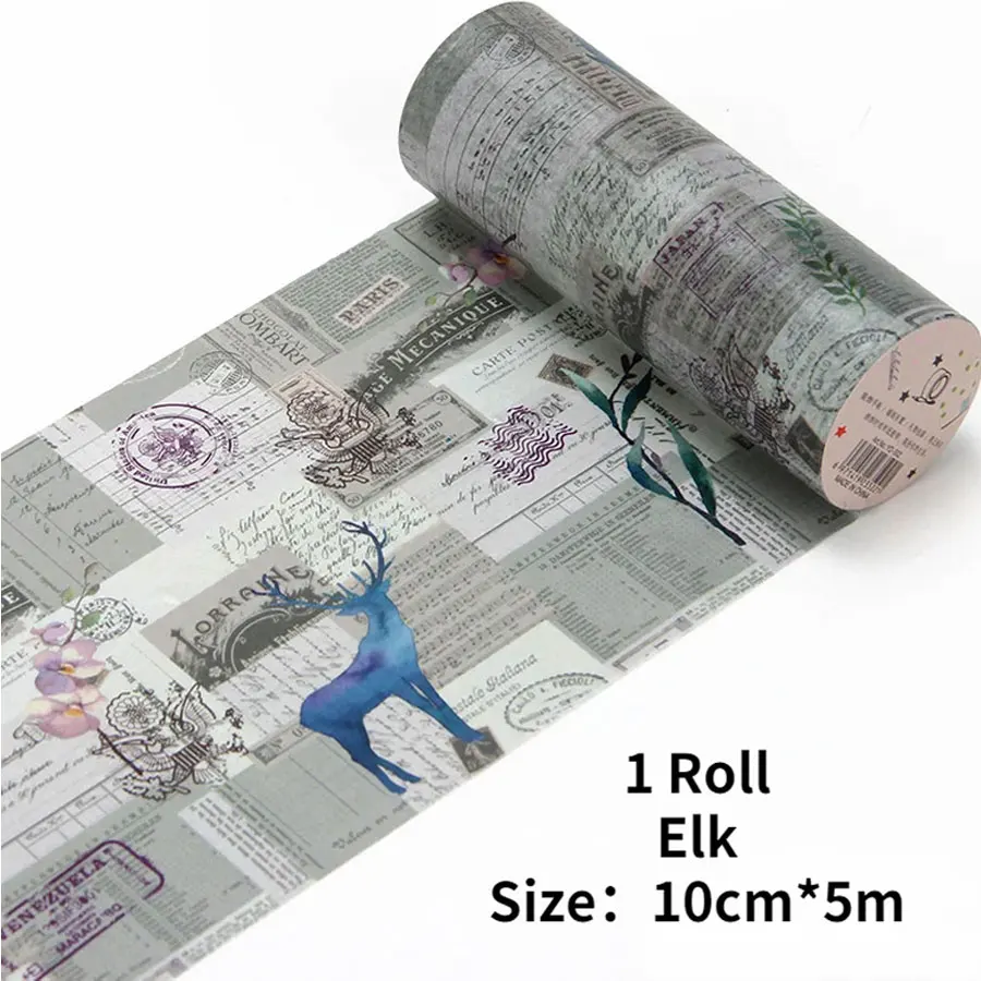 Extra Wide Washi Tape Retro Post Map Paper Self Adhesive Stickers 10cm* 5m DIY Large Scrapbooking Aesthetic Christmas Decoration