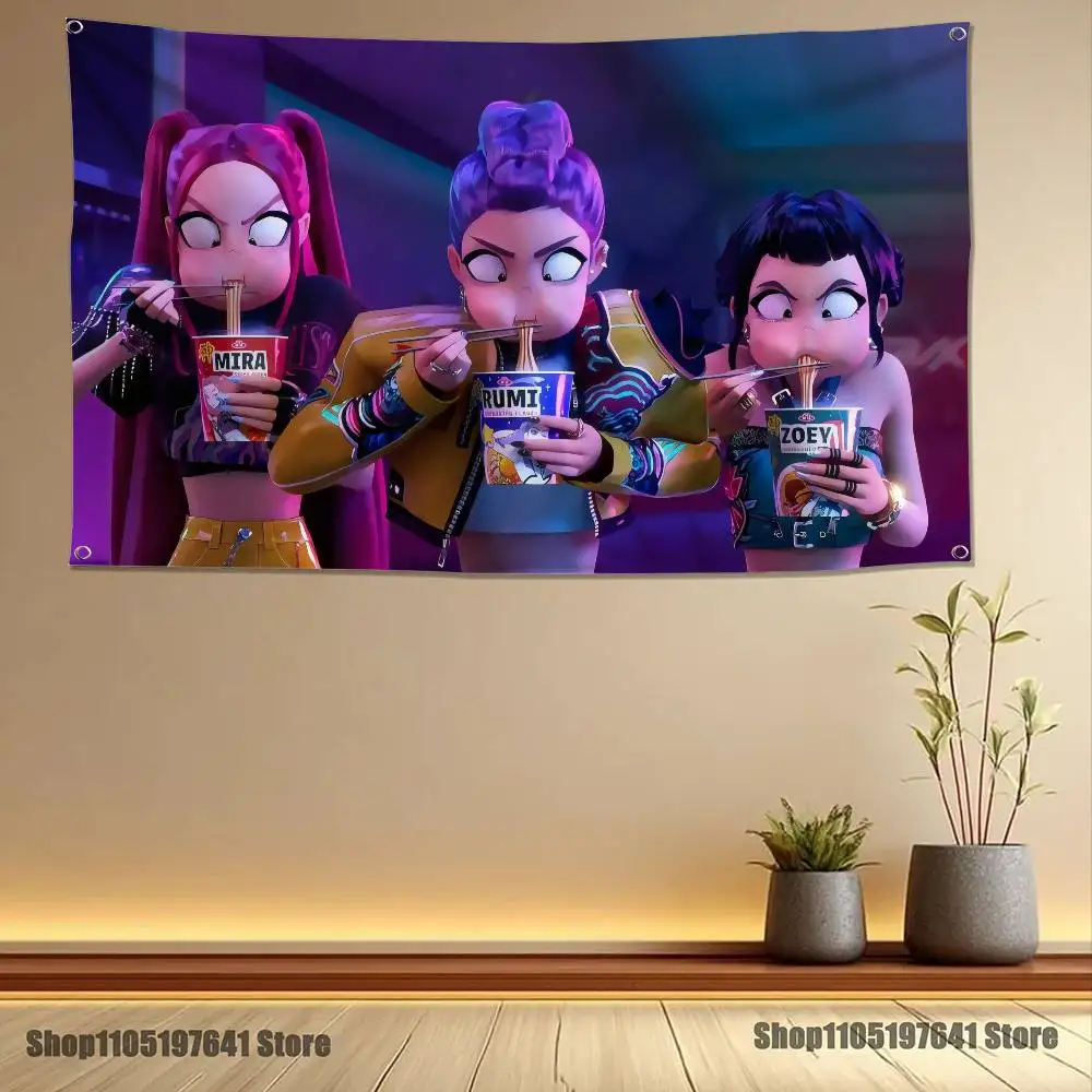 KPop-p Of D-Demon H-Hunters Flag Tapestry Banner For Bedroom Outdoor Living Room Restaurant Bar Wall Decor Party - Image 6