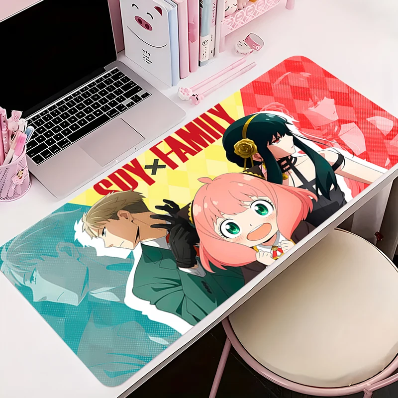 Mouse pad gamer antiderrapante anime tapete de mesa jogos acessórios para pc tablet grande hd mousepad estendido s-espião x família teclado tapete