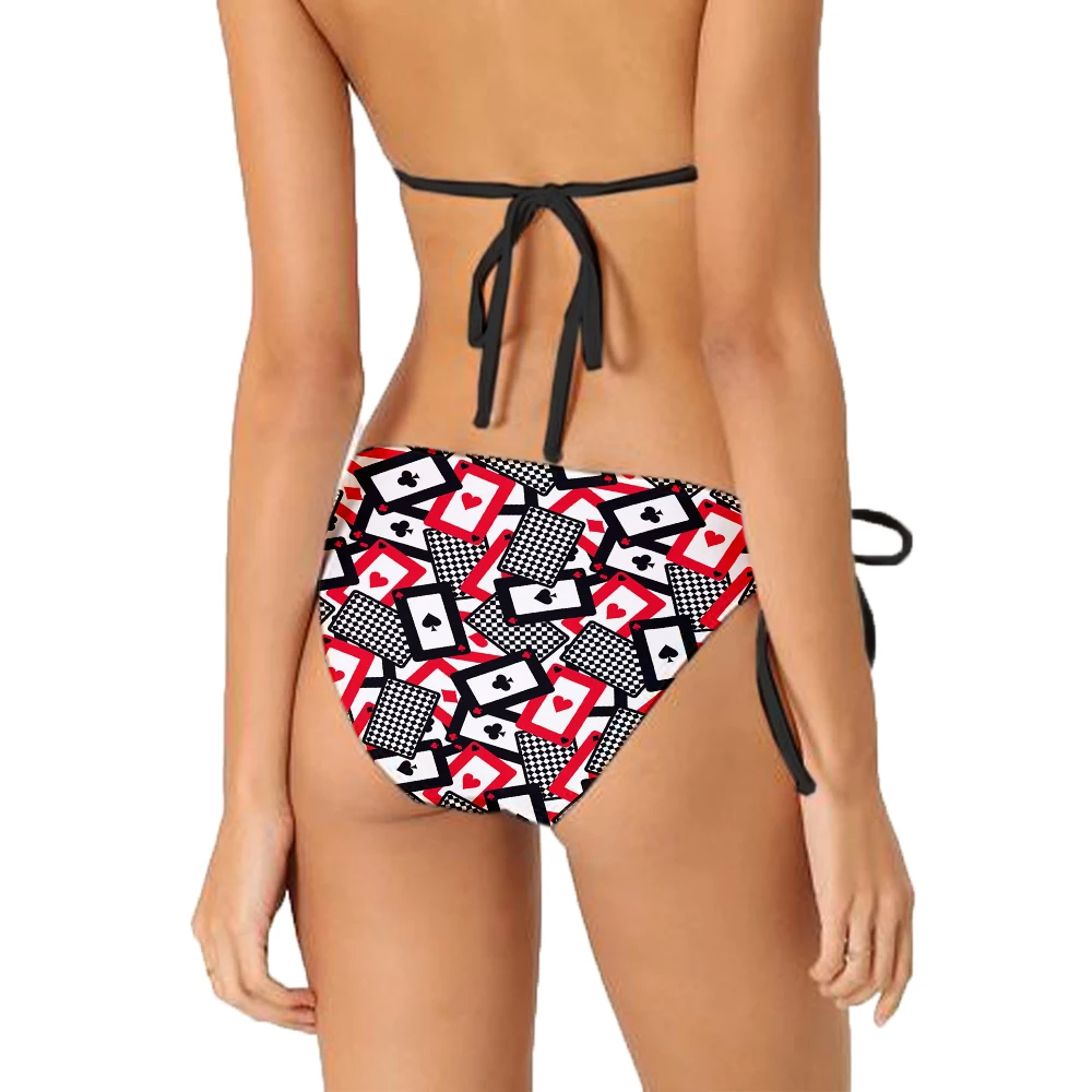New style sexy bikini set funny playing card printed bikini ladies summer beach surfing vacation swimwear holiday gift