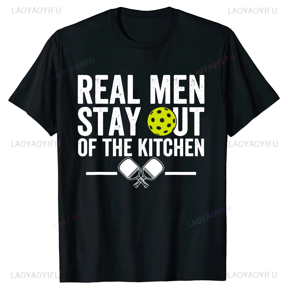 Funny Pickleball Vintage Player T Shirts Real Men Stay Out of The Kitchen Printed Tshirt Short-Sleeve Summer Style Casual Tees