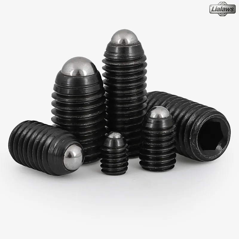 1/2/3/5/10pcs Grade 12.9 Black Hex Socket Allen Spring Ball Plunger Set Screw Hex Grub Point Bolt M2.5 M3 M4 M5 M6 M8 M10 M12M16