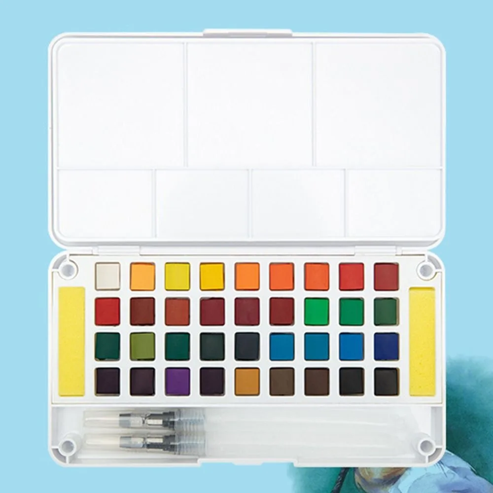 12/18/24/36 Colors Solid Watercolor Paint Set Professional Beginner Foldable Travel Water Color with Painting Brush Portable