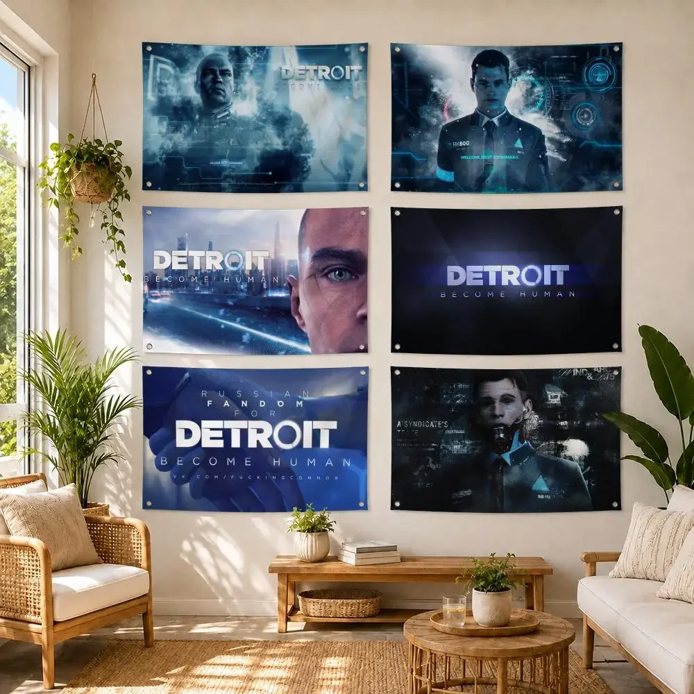 Detroit Become Human Game Sci-Fi Flag Soft skin-friendly Durable Tapestry Outdoor party Home living room bedroom Decoration