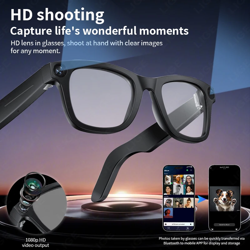 WIFI Smart Glasses 8 Million Pixels Debounce Recording Videos AI Photo Recognition Answer Translation 300mAh Bluetooth Glasses