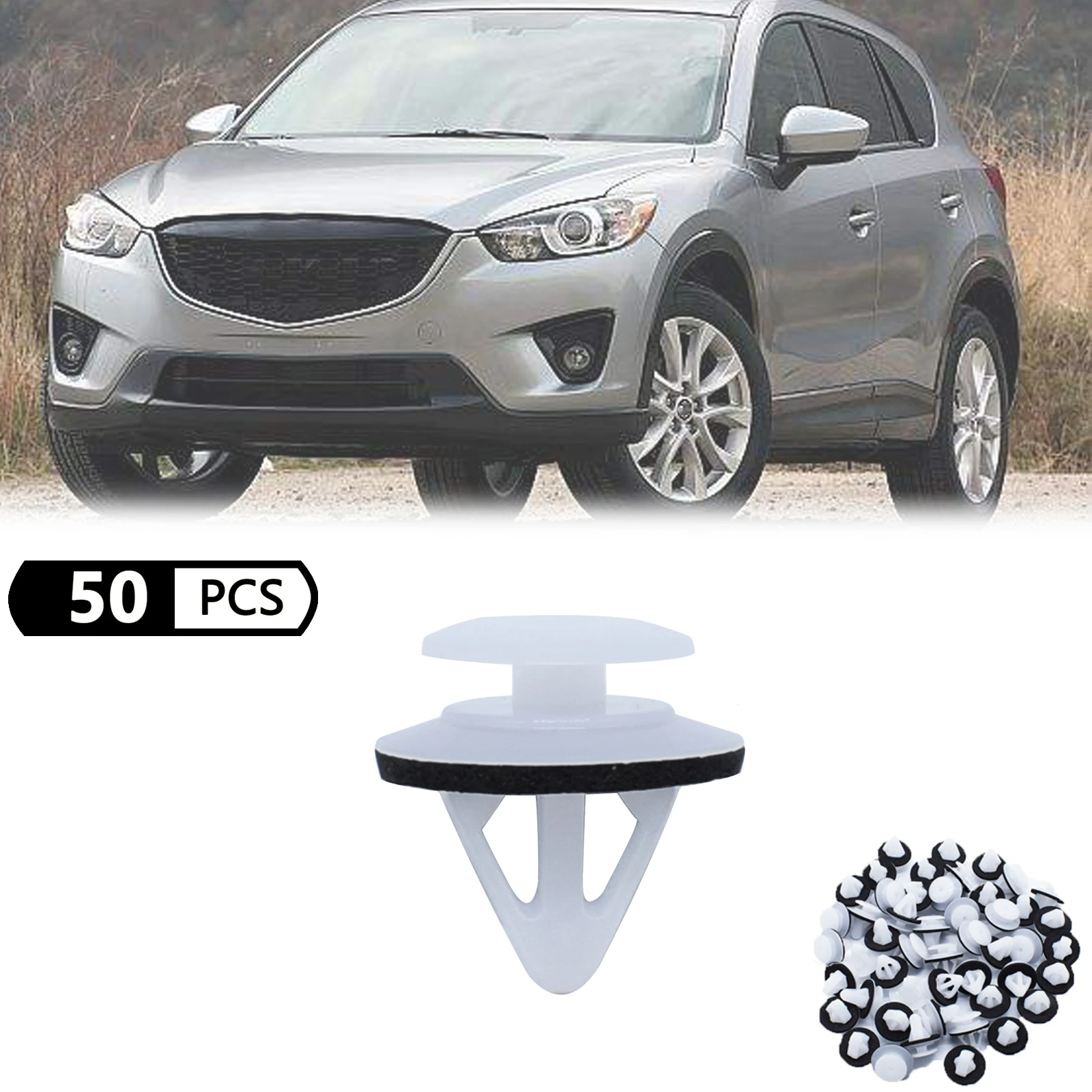 50Pcs Car Door Moulding Side Fender Bumper Clips 11.5mm Hole For Mazda  2 3 6 CX-7 CX-9 MPV Trim Panel Retainer Clip G18K-51-SJ3