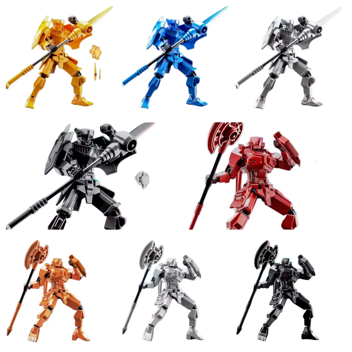 

Sci-Fi Samurai Figure Model, Spear and Shield Guard, Justice Shield Warrior, ABS Material, Perfect for Decoration