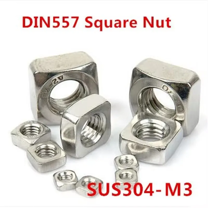 

1000 шт. M3 DIN557 квадратная гайка метрическая резьба A2 опора из нержавеющей стали алюминиевый профиль квадратный винт