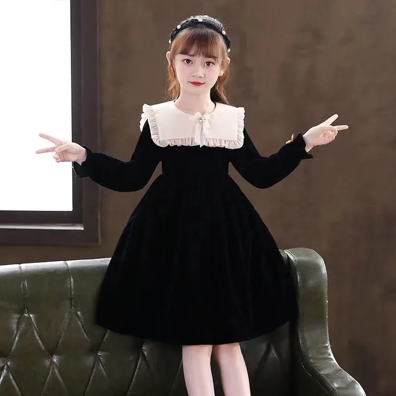 2024 autumn Europ winter Girl Long Sleeve Kids Clothes Teens Party Princess Dresses Retro Children Christmas Russian 8 12 year