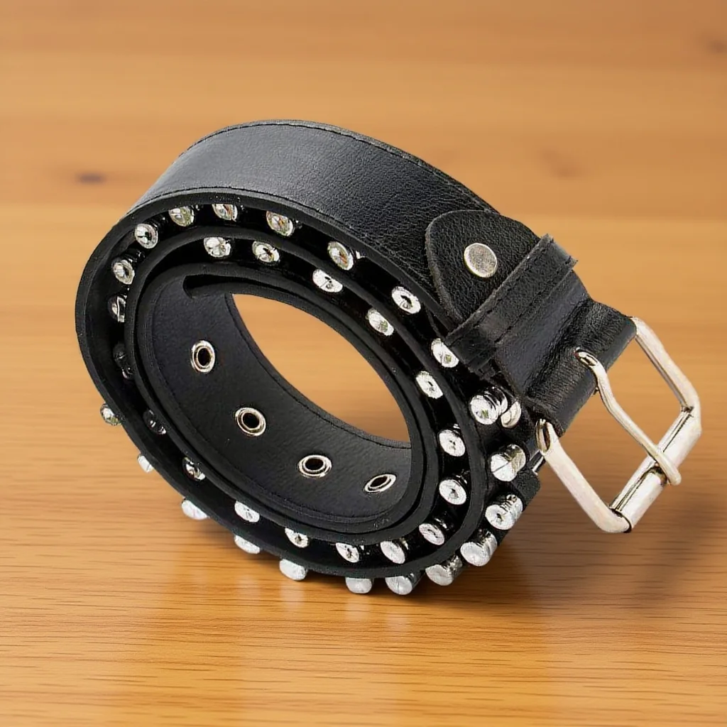 남성용 스팀펑크 펑크 스타일 조절 가능한 패션 허리띠 블랙 인조 버클 벨트 1개