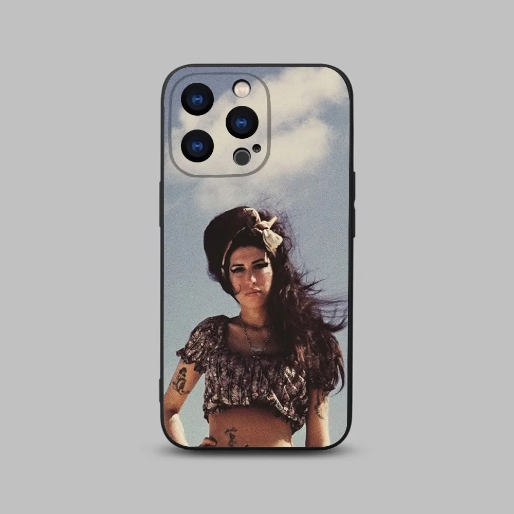 Amy Winehouse Singer Phone Case For iPhone 15,14,13,12,11 Plus,Pro,Max,XR,XS,X,7,8 Plus,SE,Mini Black Silicone Soft