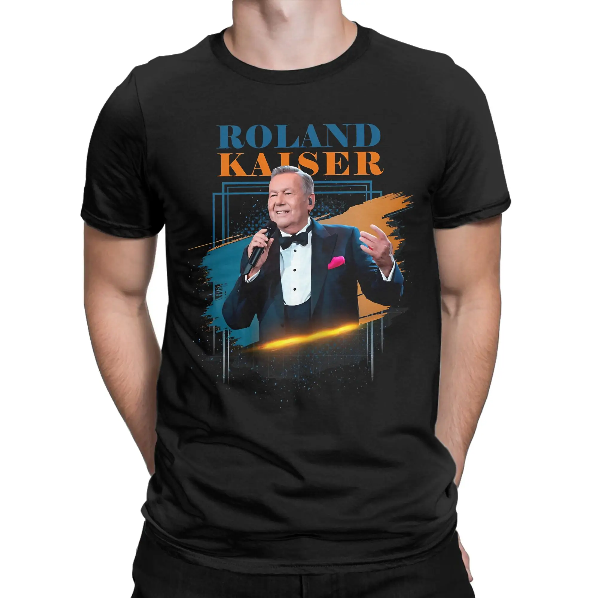 roland kaiser eurovisions 2026 T Shirt Men's  Y2K Funny Cotton T-Shirts Beach O Neck Fashion Tees Wholesale Oversized Tops