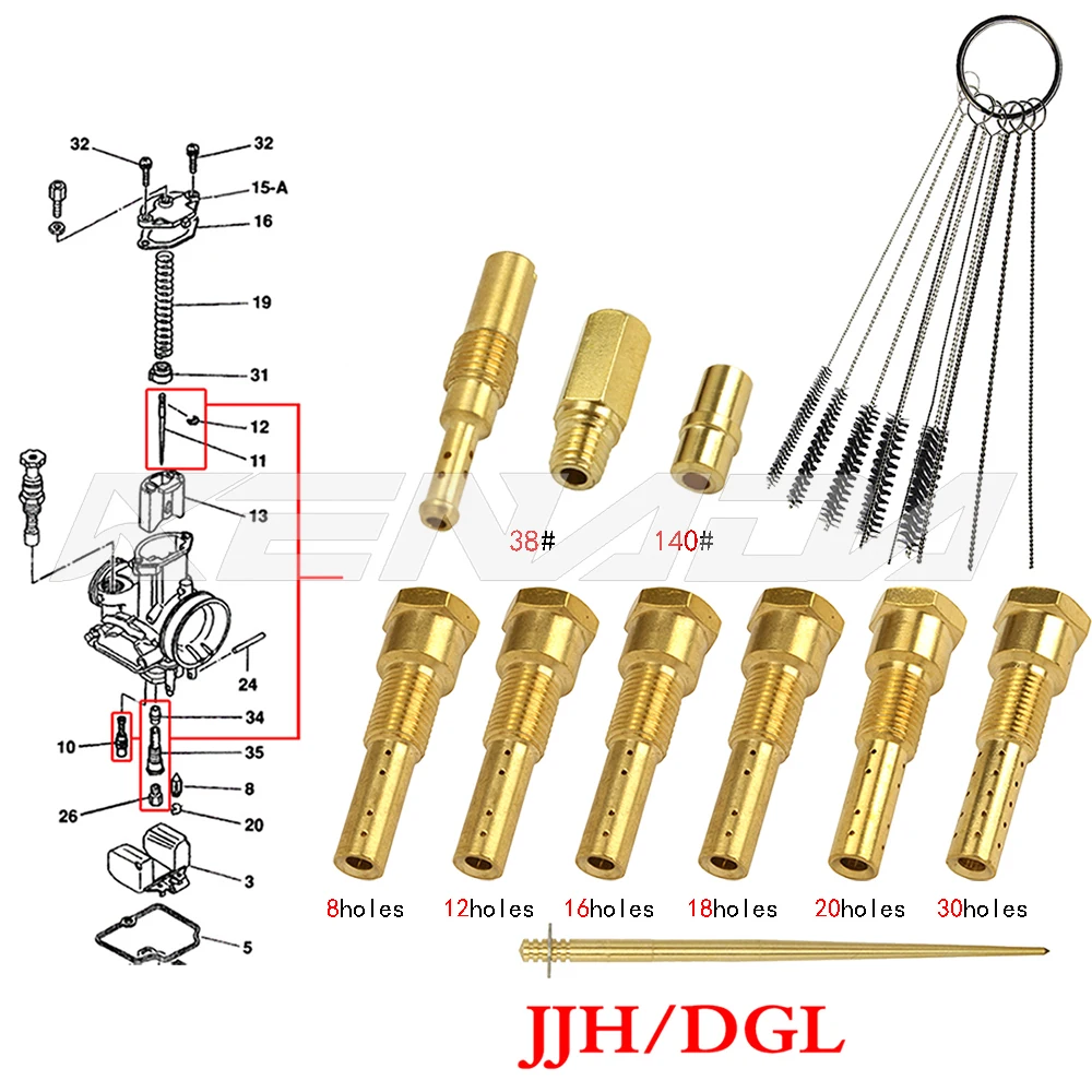 

JJH/DGL Pilot Jet Main Jets nozzle sudco nozzle kit For PWK Keihin PWL PE OKO koso Carburetor Repair Kit+cleaner kit dirt jet