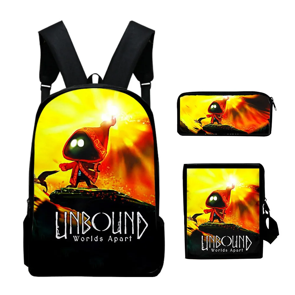 Trendy Popular Unbound Worlds Apart 3D Print 3pcs/Set School Bags Laptop Daypack Backpack Inclined shoulder bag Pencil Case