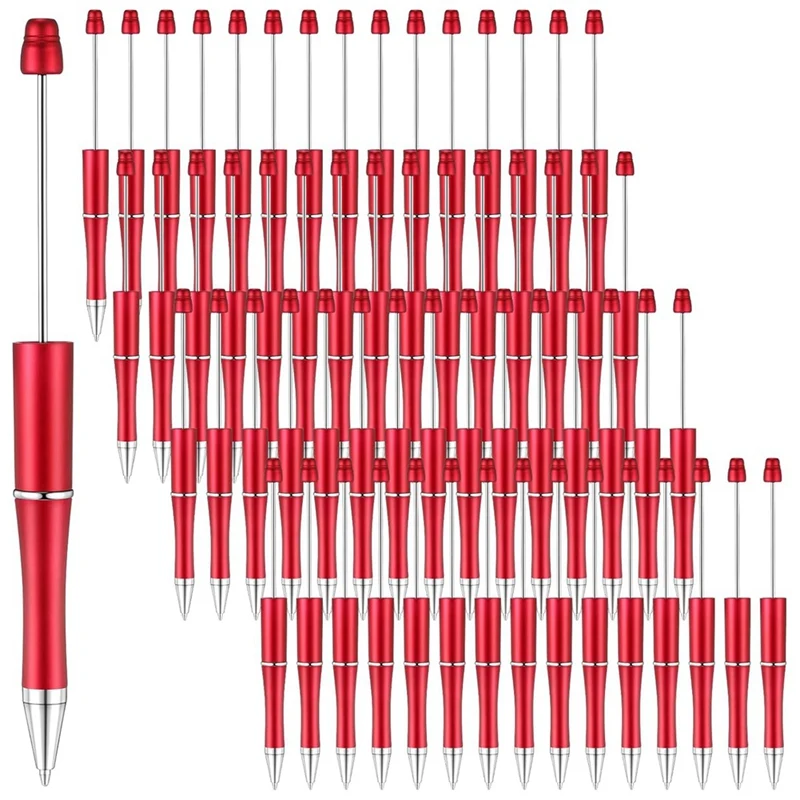 NEW-60 Pcs Beadable Pens Bulk Bead Pen Cute Cool DIY Pens Black Ink Ballpoint Pens For Kids Girls Students Teacher