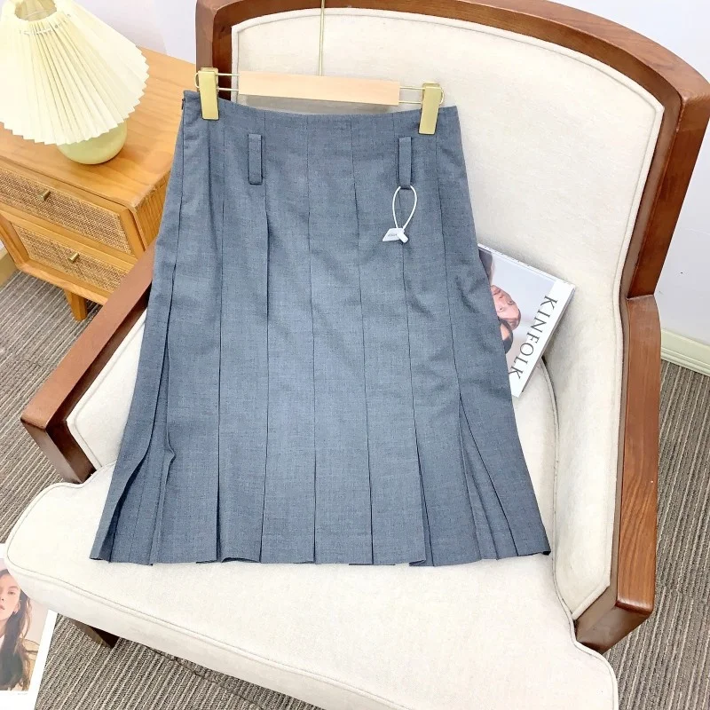 

Модная плиссированная юбка Marzotto из тонкой шерсти с застежкой-молнией, приталенного кроя, А-силуэт, для повседневной носки