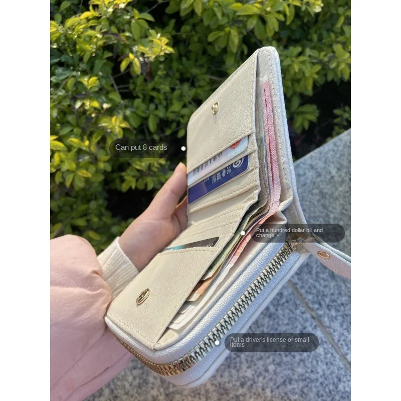 2023 New Women Short Wallets PU Leather Female Plaid Purses Card Holder Wallet Fashion Woman Small Zipper Wallet with Coin Purse