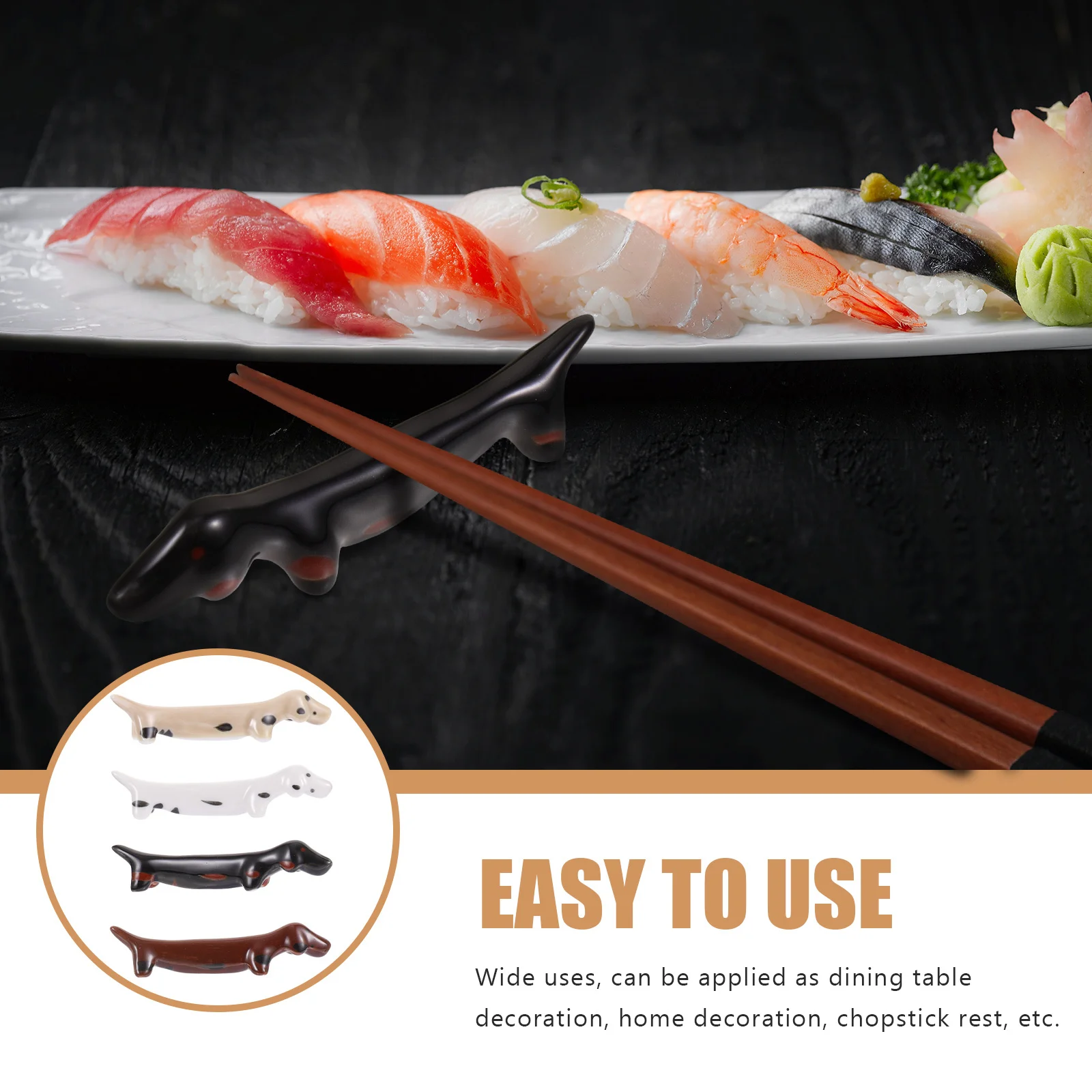 

4Pcs Ceramic Chopstick Holder Dog Shape Cute Cartoon Desktop Chopsticks Rest Kitchen Supplies Chopstick Holder