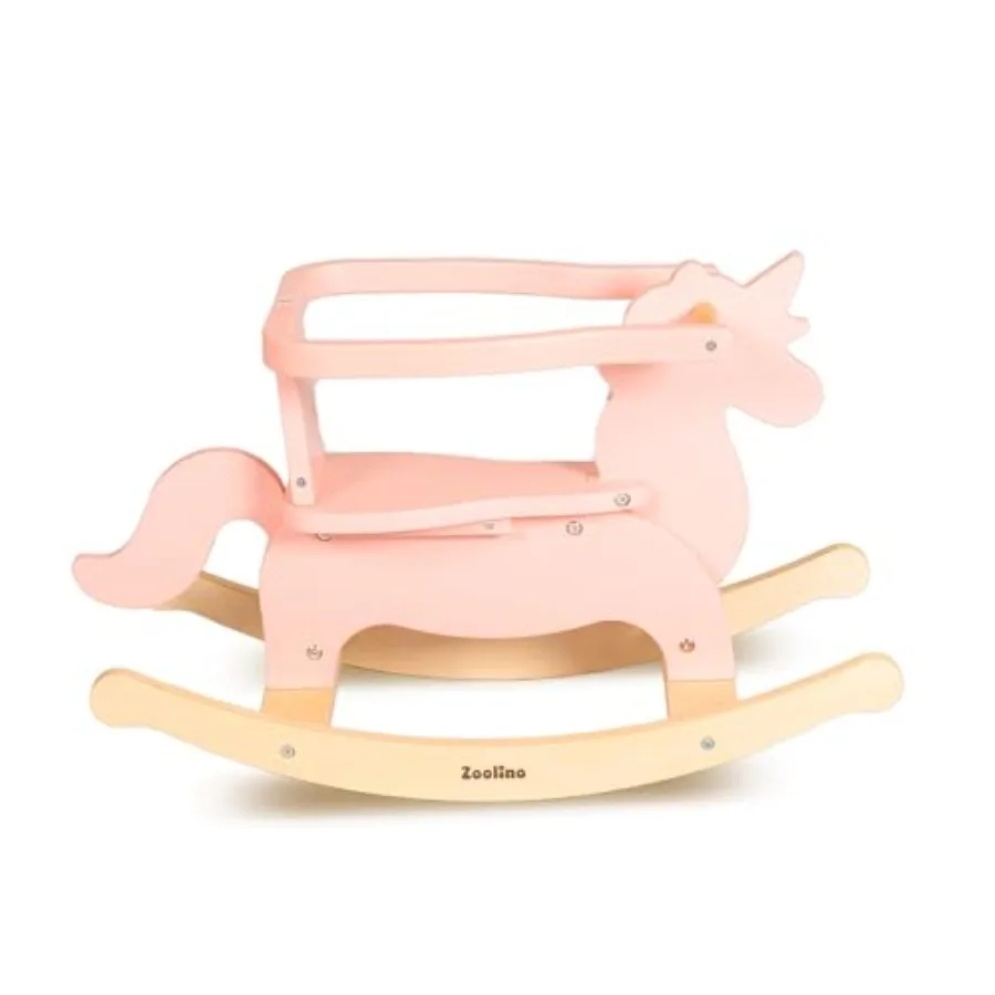 

Wooden Rocking Horse for Toddlers 1-3, Baby Ride On Toy with Removable Secure Backrest and 50lb Capacity, Unicorn Rocker for 1