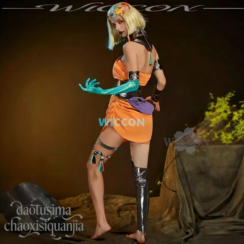 Anime Game Hadesuu2 Cosplay Melinooee Costume Sexy Orange Jumpsuit Headwear Gloves Socks Props Wigs Punk Retro Halloween Party