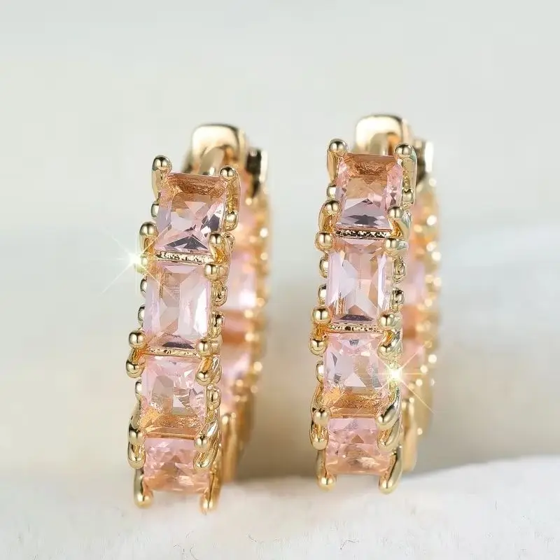 Elegant Rectangular Right Angled Full Diamond Earrings - Luxury Versatile Fashion Accessory for Women