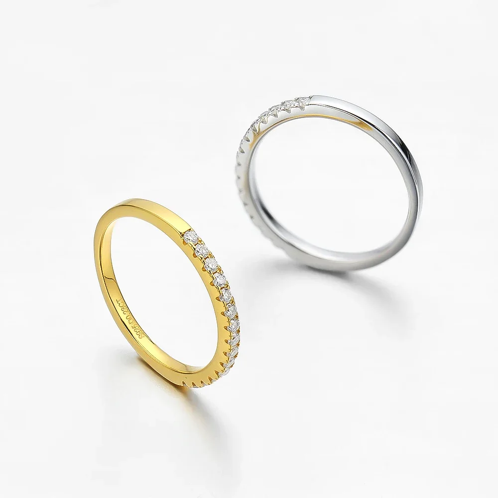 100% Real Moissanite Row Rings Bands For Women 925 Sterling Silver Sparkling Wedding Engagement Fine Jewelry Valentine Gifts