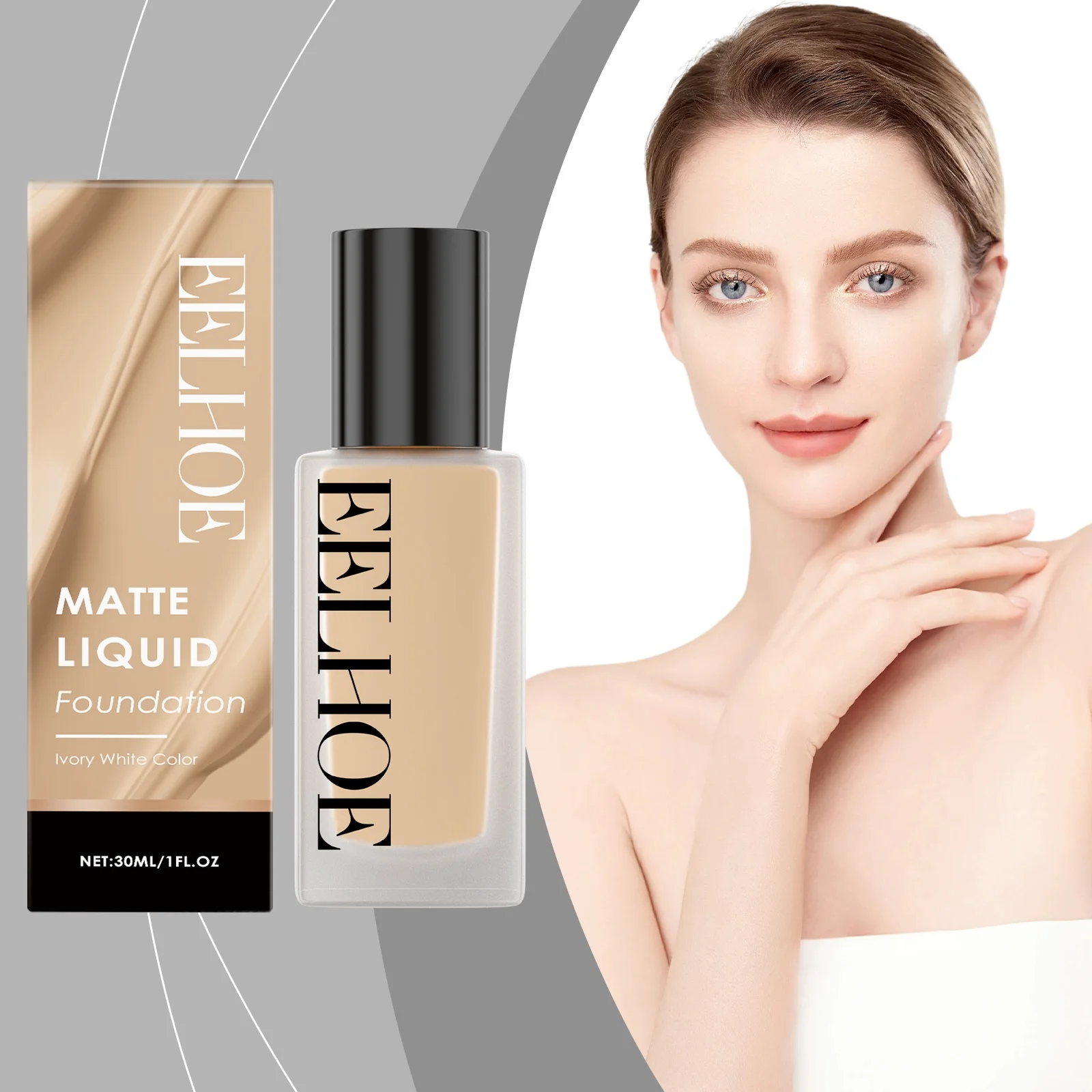 كريم أساس سائل عاجي أبيض غير لامع لا تشوبه شائبة يرطبًا وخفيفًا ويطبق على كريم الأساس السائل للمكياج بقاعدة كونسيلر البشرة