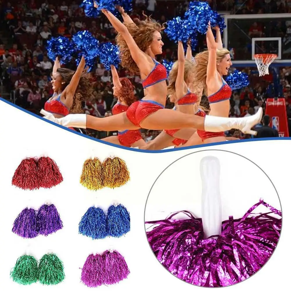 

2pcs Cheer Dance Sport Competition Cheerleading Pom Poms Flower Ball Rainbow Plastic Cheerleader Pompoms Girl Cheer Refueling