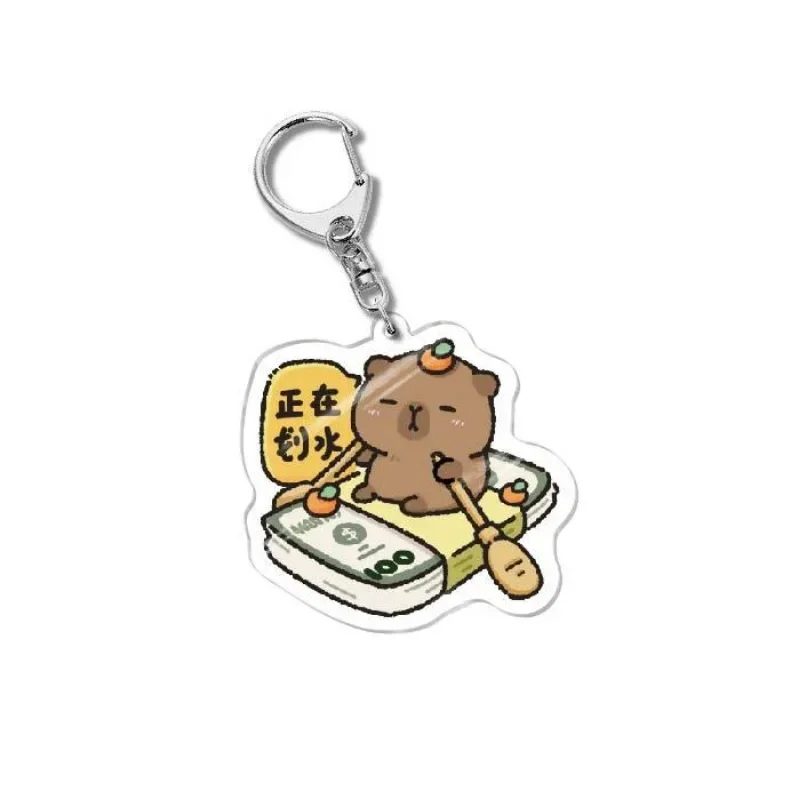 New Funny Capybara Meme Acrylic Keychain Cute Cartoon Capybaras Double Sided Animal Key Chain For Friends Children Birthday Gift