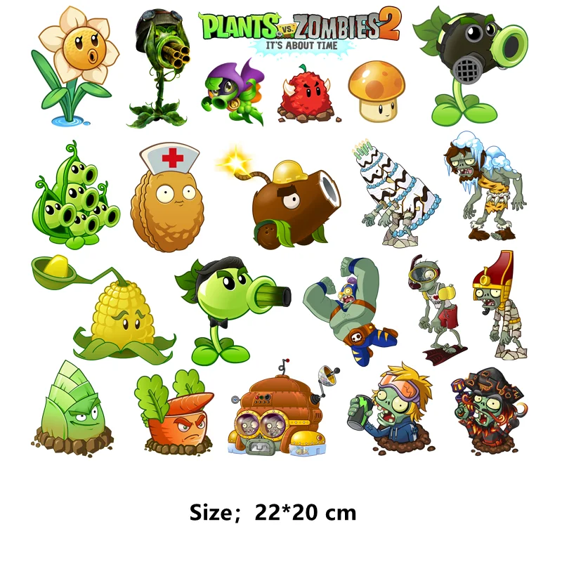 Cartoon Plants Vs Zombie Game Clothing patches DIY children printing for clothes iron on transfer stripes appliques