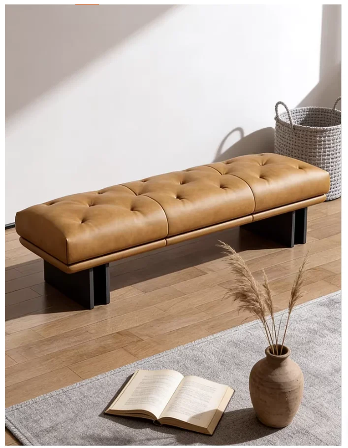 

#Italian Leather Multi-Purpose Bed End Bedside Stool Bedroom Clothes Rack Living Room Furniture Sofa