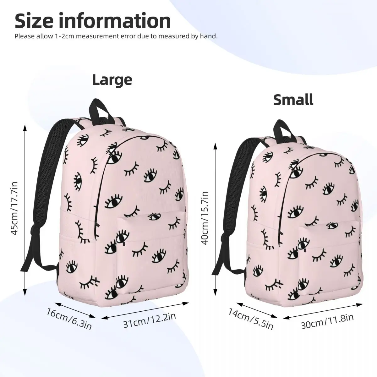 Mochila para crianças pré-escolares, Bookbag para pré-escolar, estudante de jardim de infância olhos abertos e fechados, mochila para menino e menina