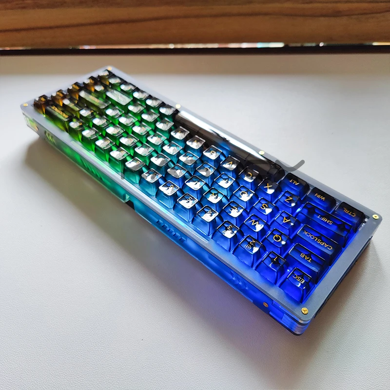 DYI Customized Transparent Black Arcylic 65% Wireless RGB Mechanical Keyboard Kit Gasket Hot Swappable Socket 68keys Switch