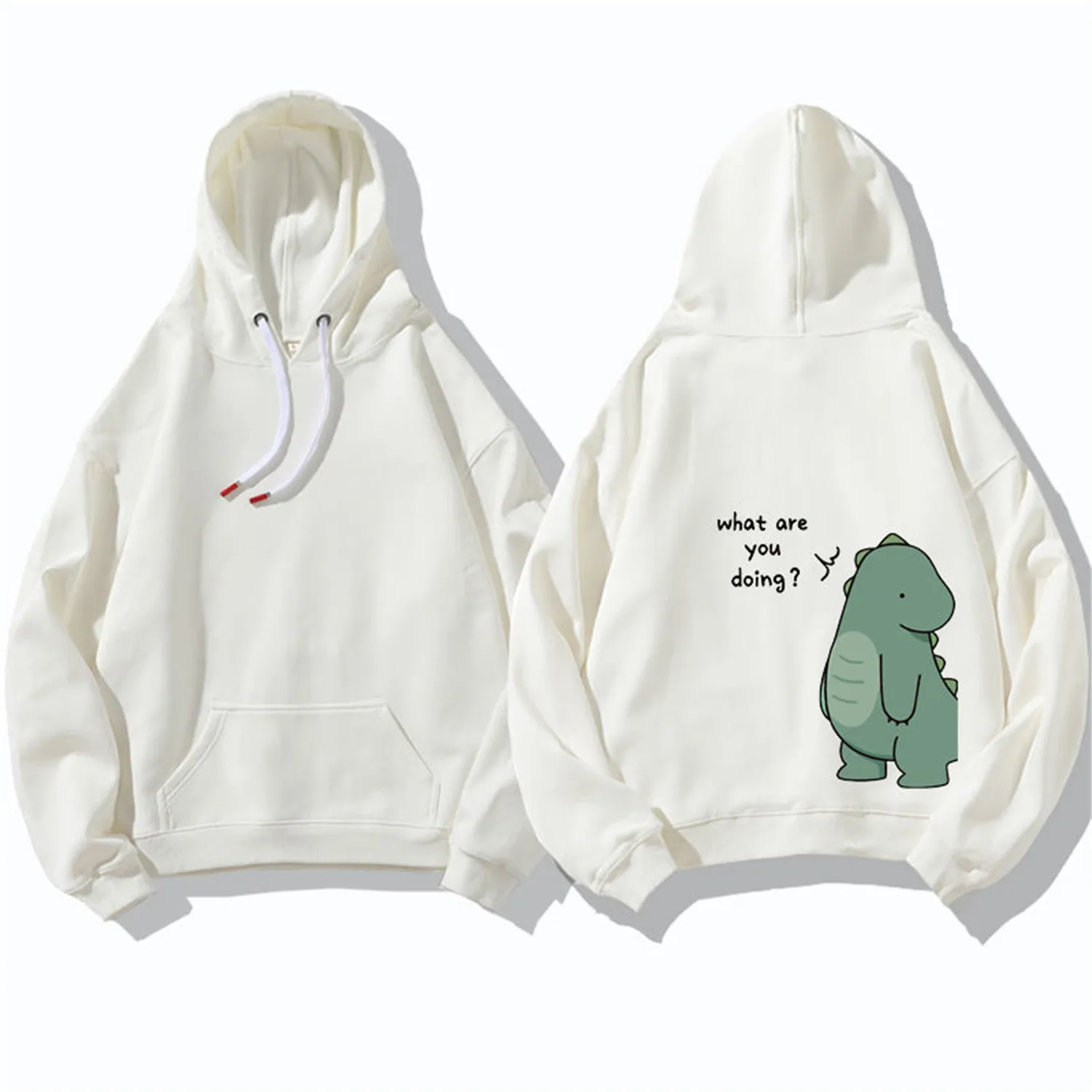 Couple Dinosaur Pullover Punk Korean Cartoon Print Hoodie Women Men Kawaii Anime Aesthetic Sweatshirt Autumn Winter Outerwear