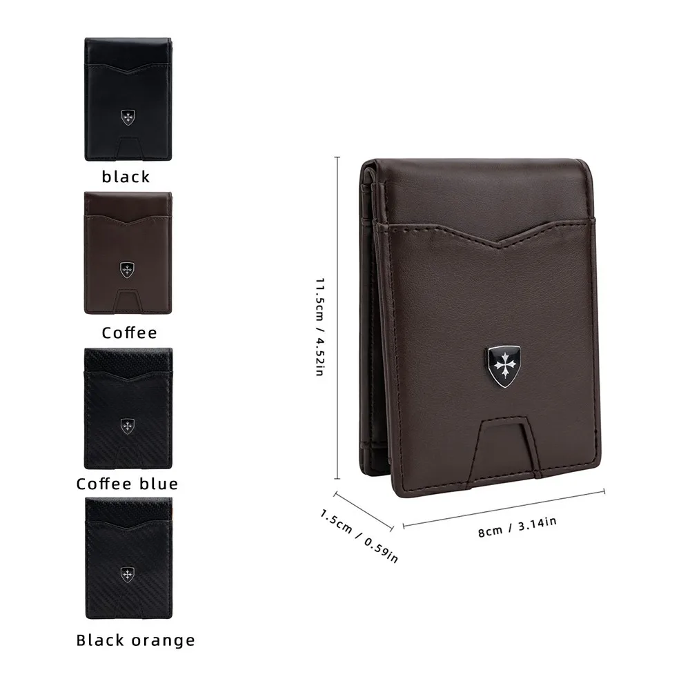 1Pc Men's Anti-Degaussing Bi-Fold Wallet, Ultra-Thin Pu Leather Short Wallet, 6 Card Slots + Id Window + Large Bill Compartment, Anti-Theft Business Casual Men's Wallet