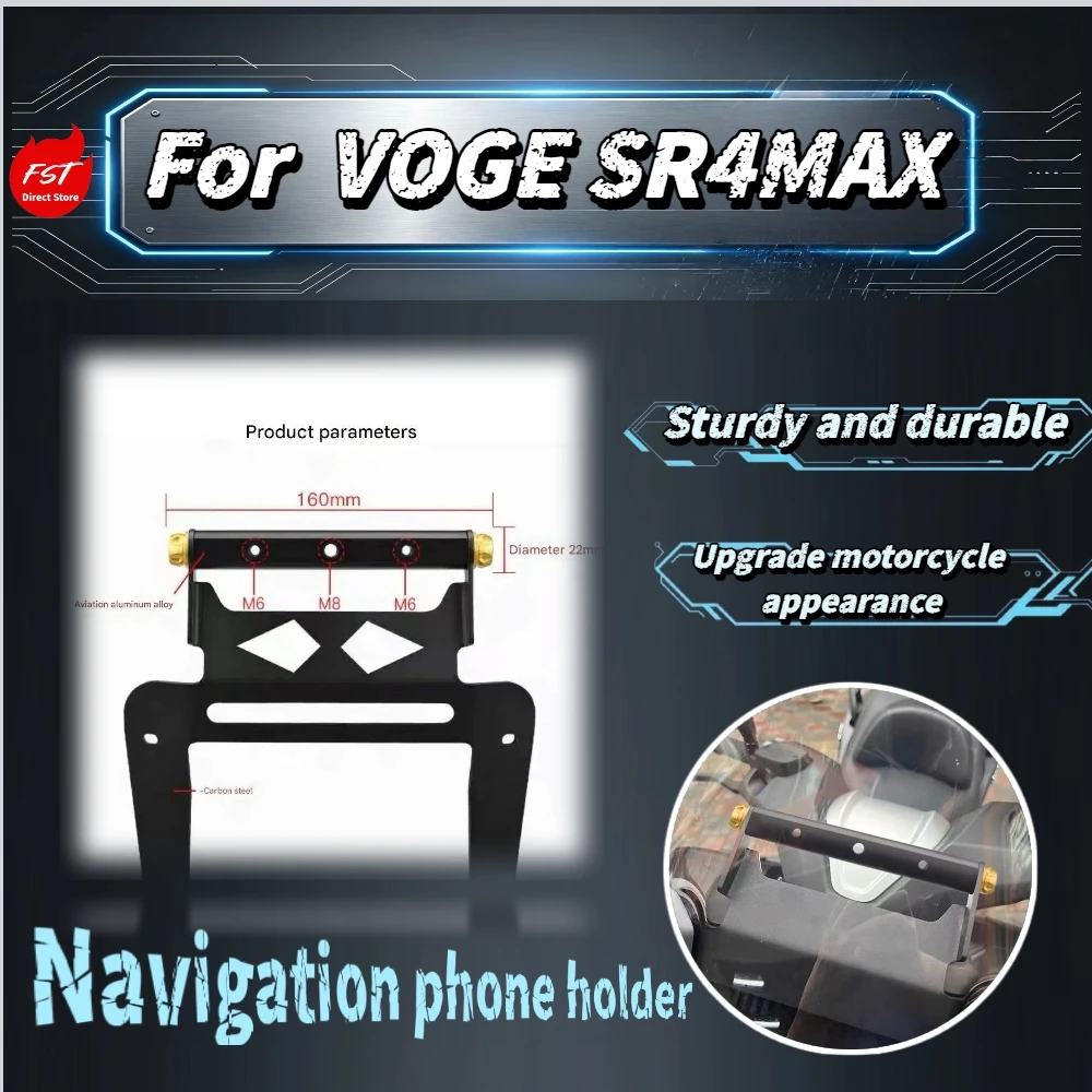 For Voge SR4Max  Custom Fit Windshield Bracket No-drill Installation Phone Holder Extension Bar Kit